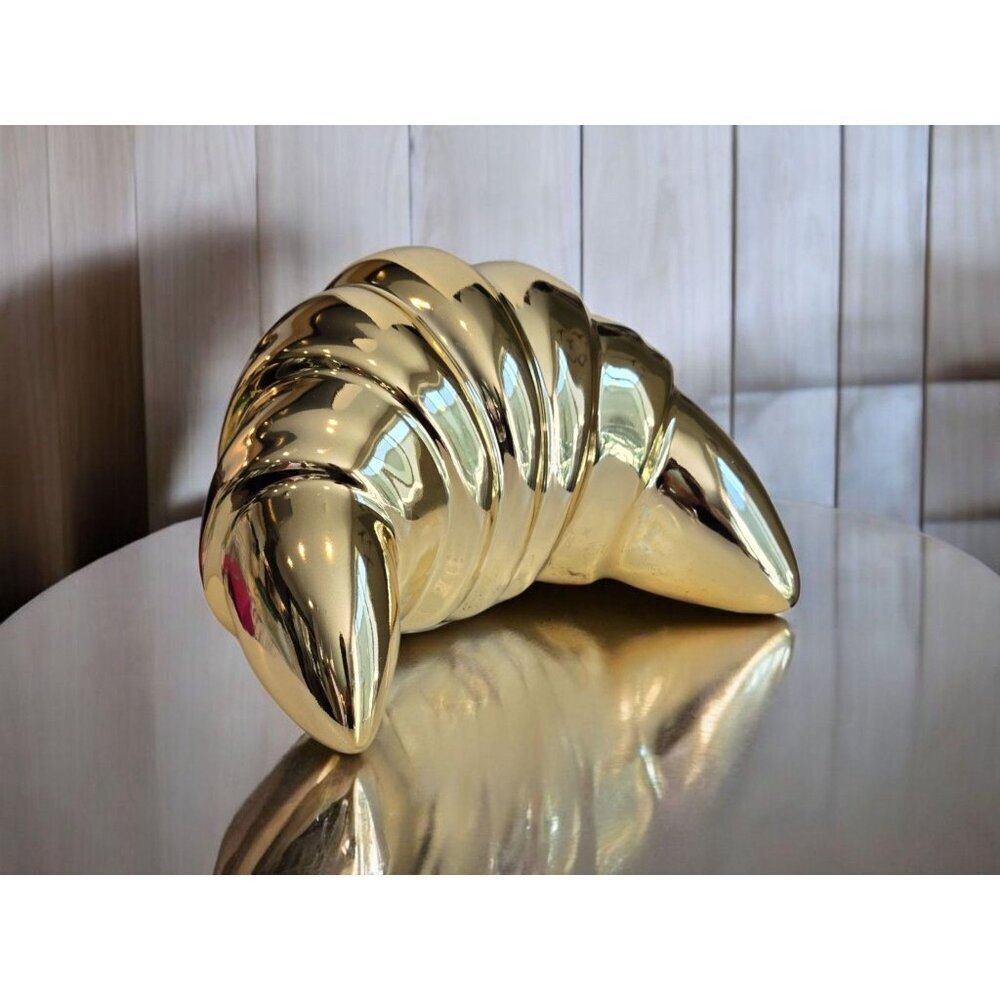 New Large Ceramic Gold Food Retro MCM Croissant Roll Bakery Figure Room Decor
